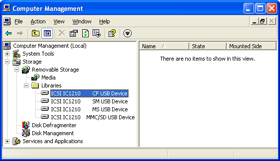Computer Management, Removable Storage
